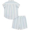 Little Me Clothes for Baby Boys’ Gauze Striped Button Down Shirt and Check Short Set, 3 Months – 12 Months(Placid Blue/Icy Mom)