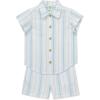 Little Me Clothes for Baby Boys’ Gauze Striped Button Down Shirt and Check Short Set, 3 Months – 12 Months(Placid Blue/Icy Mom)
