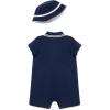 Little Me Clothes for Baby Boys’ Soft Cotton Short Sleeve Romper Shirt and Coordinating Hat Set, 3 to 12 Months(Medieval Blue/White)