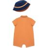 Little Me Clothes for Baby Boys’ Soft Cotton Short Sleeve Romper Shirt and Coordinating Hat Set, 3 to 12 Months(Orange)