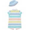 Little Me Clothes for Baby Boys’ Soft Cotton Short Sleeve Romper Shirt and Coordinating Hat Set, 3 to 12 Months(White/Blue Bell)