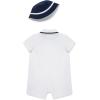 Little Me Clothes for Baby Boys’ Soft Cotton Short Sleeve Romper Shirt and Coordinating Hat Set, 3 to 12 Months(White/Medieval Blue)