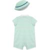 Little Me Clothes for Baby Boys’ Soft Cotton Short Sleeve Romper Shirt and Coordinating Hat Set, 3 to 12 Months(Yucca/White)