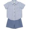 Little Me Clothes for Baby Boys’ Woven Short and Button Down Shirt Set, 12 Months – 4 Toddler(Blue Infinity)