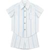 Little Me Clothes for Baby Boys’ Woven Short and Button Down Shirt Set, 12 Months – 4 Toddler(Blue Multi)