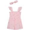 Little Me Clothes for Baby Girls’ 100% Cotton Woven Romper and Headband Set, 12 Months to 4 Toddler(Mary’s Rose)