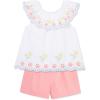 Little Me Clothes for Baby Girls’ Woven Tunic and Short Play Set, 12 Months – 4 Toddler(White/Pink Eyelet)