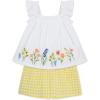 Little Me Clothes for Baby Girls’ Woven Tunic and Short Play Set, 12 Months – 4 Toddler(White/Yellow Border)