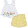 Little Me Clothes for Baby Girls’ Woven Tunic and Short Play Set, 12 Months – 4 Toddler(White/Yellow Border)
