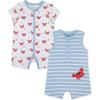 Little Me Baby Boys 2-pack of Rompers(Blue/Red Craps)
