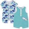 Little Me Baby Boys 2-pack of Rompers(Whale Green)