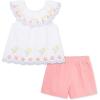 Little Me Clothes for Baby Girls’ Woven Tunic and Short Play Set, 12 Months – 4 Toddler(White/Pink Eyelet)