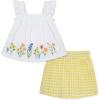 Little Me Clothes for Baby Girls’ Woven Tunic and Short Play Set, 12 Months – 4 Toddler(White/Yellow Border)