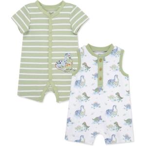 Little Me Baby Boys 2-pack of Rompers(Multi Dinos)