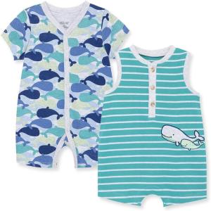 Little Me Baby Boys 2-pack of Rompers(Whale Green)