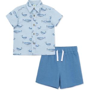 Little Me Clothes for Baby Boys’ Woven Short and Button Down Shirt Set, 12 Months – 4 Toddler(Nantucket Breeze/Riviera)
