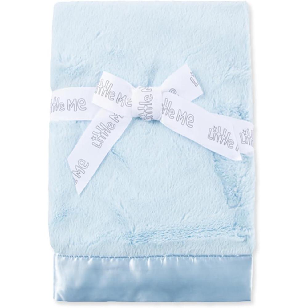 imageLittle Me Blankets for Baby Plush Swaddling Receiving Blanket 30 x 27 InchesLight Blue