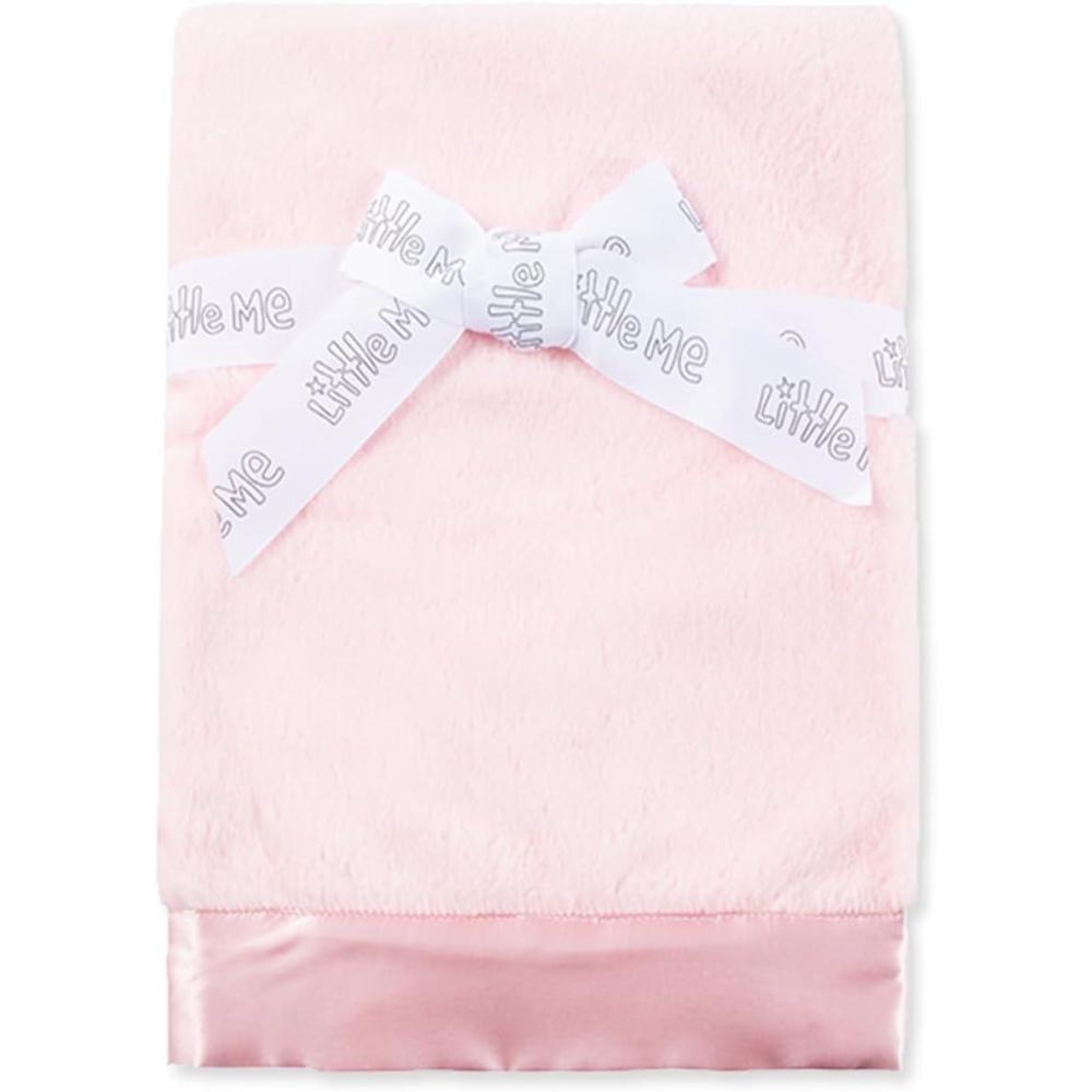 imageLittle Me Blankets for Baby Plush Swaddling Receiving Blanket 30 x 27 InchesLight Pink