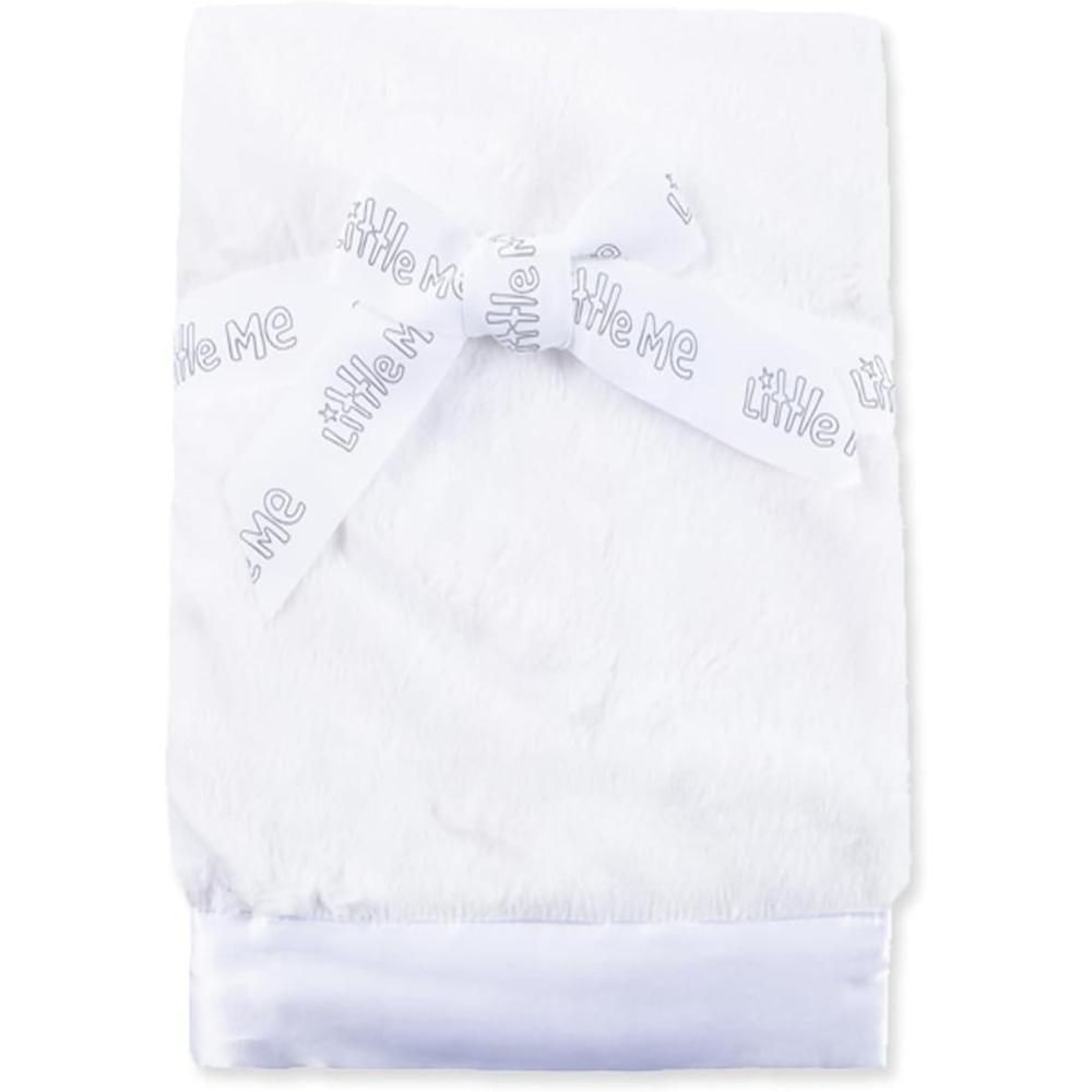 imageLittle Me Blankets for Baby Plush Swaddling Receiving Blanket 30 x 27 InchesWhite