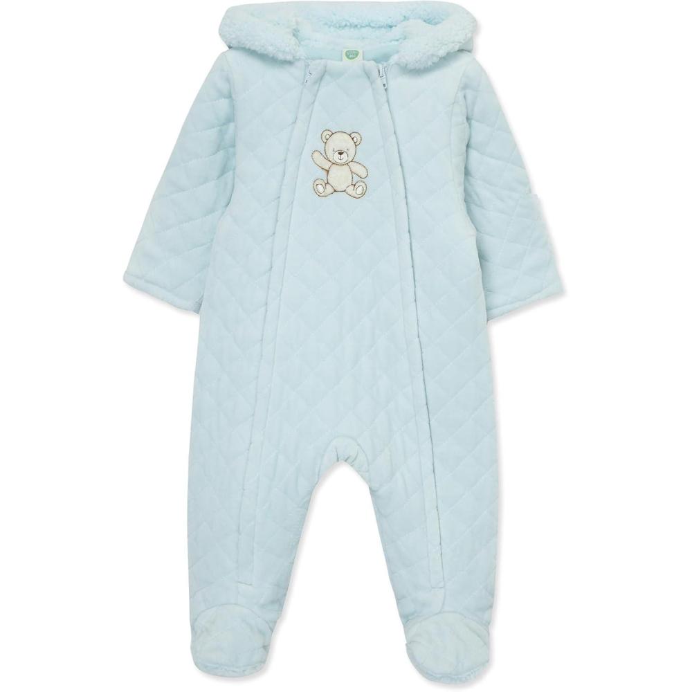 imageLittle Me Clothes for Baby Boys and Girls Quilted Velour Pram Fall Winter Snowsuit with FoldOver Mitts 3 to 9 MonthsIllusion Blue