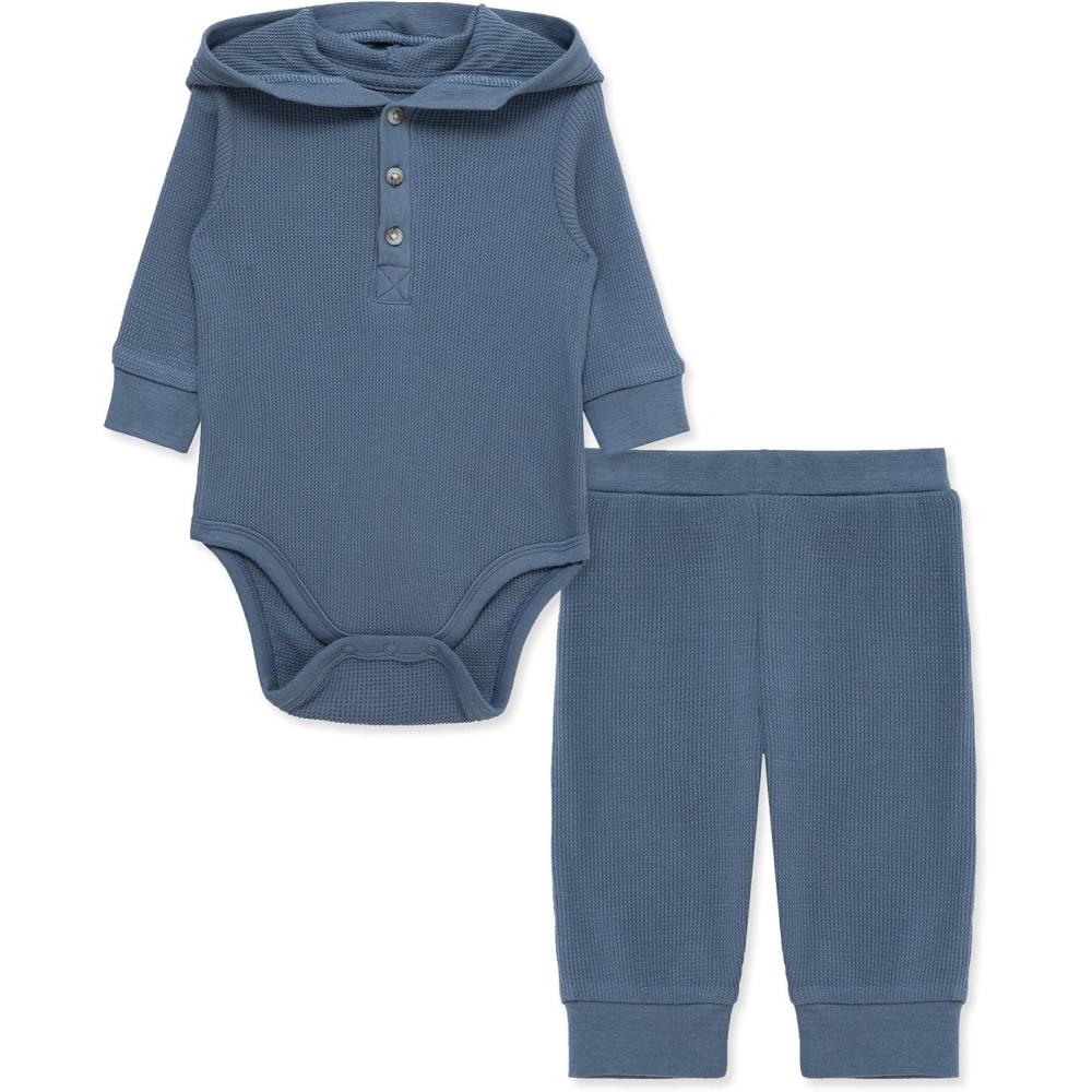 imageLittle Me Simply Essential Solids Gender Neutral Bodysuit and Coordinating Pant Set 3 Months to 12 MonthsChina Blue