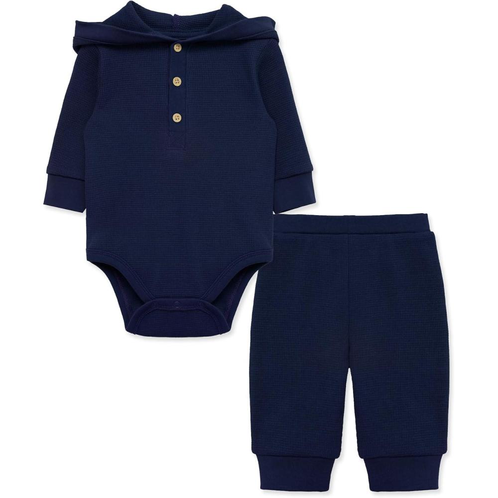 imageLittle Me Simply Essential Solids Gender Neutral Bodysuit and Coordinating Pant Set 3 Months to 12 MonthsMedieval Blue