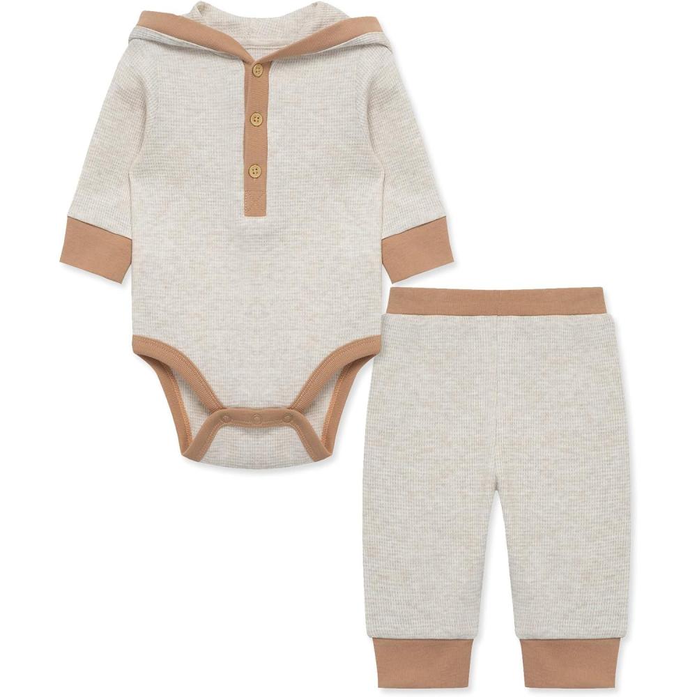 imageLittle Me Simply Essential Solids Gender Neutral Bodysuit and Coordinating Pant Set 3 Months to 12 MonthsOatmeal HeatherPraline
