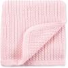 Little Me Baby Boys Blue Cable Knit Swaddling Receiving Blanket, 30 X 27 inches, 100% Cotton Baby Blankets(Pink Cable)
