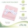 Little Me Baby Boys Blue Cable Knit Swaddling Receiving Blanket, 30 X 27 inches, 100% Cotton Baby Blankets(Pink Cable)