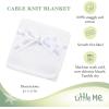 Little Me Baby Boys Blue Cable Knit Swaddling Receiving Blanket, 30 X 27 inches, 100% Cotton Baby Blankets(White Cable)