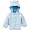 Little Me Baby Cardigan with Textured Bear Design, 100% Cotton Knit, Soft Infant Sweater for Boys and Girls, Sizes 3M-9M(White/Light Blue)