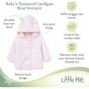 Little Me Baby Cardigan with Textured Bear Design, 100% Cotton Knit, Soft Infant Sweater for Boys and Girls, Sizes 3M-9M(White/Pink)