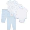 Little Me Clothes for Baby Boys’ and Girls’ 100% Organic Cotton 5PC Bodysuit and Pant Set, Baby Shower Essentials, NB to 9M(Blue)