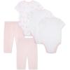 Little Me Clothes for Baby Boys’ and Girls’ 100% Organic Cotton 5PC Bodysuit and Pant Set, Baby Shower Essentials, NB to 9M(Pink)