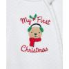 Little Me Clothes for Baby Boys’ and Girls’ Holiday Footies Rompers Sleepers, Newborn to 6 Months(White Merry Bear)