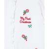 Little Me Clothes for Baby Boys’ and Girls’ Holiday Footies Rompers Sleepers, Newborn to 6 Months(White/Multicolor Candy Cane)
