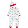 Little Me Clothes for Baby Boys’ and Girls’ Holiday Footies and Cap Set Romper Sleeper, Newborn to 18 Months(White/Xmas Red/Multicolor)