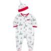 Little Me Clothes for Baby Boys’ and Girls’ Holiday Footies and Cap Set Romper Sleeper, Newborn to 18 Months(White/Xmas Red/Multicolor)