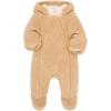 Little Me Clothes for Baby Boys’ and Girls’ Quilted Velour Pram Fall Winter Snowsuit with Fold-Over Mitts, 3 to 9 Months(Sesame/Crème Brulee)