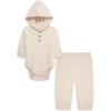 Little Me Simply Essential Solids Gender Neutral Bodysuit and Coordinating Pant Set, 3 Months to 12 Months(Oatmeal Heather/Smoke Gray)