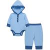 Little Me Simply Essential Solids Gender Neutral Bodysuit and Coordinating Pant Set, 3 Months to 12 Months(Placid Blue/Dutch Blue)