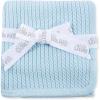 Little Me Baby Boys Blue Cable Knit Swaddling Receiving Blanket, 30 X 27 inches, 100% Cotton Baby Blankets(Blue Cable)