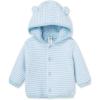 Little Me Baby Cardigan with Textured Bear Design, 100% Cotton Knit, Soft Infant Sweater for Boys and Girls, Sizes 3M-9M(White/Light Blue)