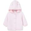 Little Me Baby Cardigan with Textured Bear Design, 100% Cotton Knit, Soft Infant Sweater for Boys and Girls, Sizes 3M-9M(White/Pink)