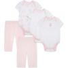 Little Me Clothes for Baby Boys’ and Girls’ 100% Organic Cotton 5PC Bodysuit and Pant Set, Baby Shower Essentials, NB to 9M(Pink)