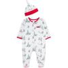 Little Me Clothes for Baby Boys’ and Girls’ Holiday Footies and Cap Set Romper Sleeper, Newborn to 18 Months(White/Xmas Red/Multicolor)