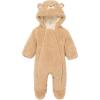 Little Me Clothes for Baby Boys’ and Girls’ Quilted Velour Pram Fall Winter Snowsuit with Fold-Over Mitts, 3 to 9 Months(Sesame/Crème Brulee)