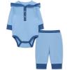 Little Me Simply Essential Solids Gender Neutral Bodysuit and Coordinating Pant Set, 3 Months to 12 Months(Placid Blue/Dutch Blue)