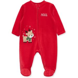 Little Me Clothes for Baby Boys’ and Girls’ Holiday Footies Rompers Sleepers, Newborn to 6 Months(Red Reindeer)