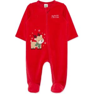 Little Me Clothes for Baby Boys’ and Girls’ Holiday Footies Rompers Sleepers, Newborn to 6 Months(Xmas Red Reindeer)